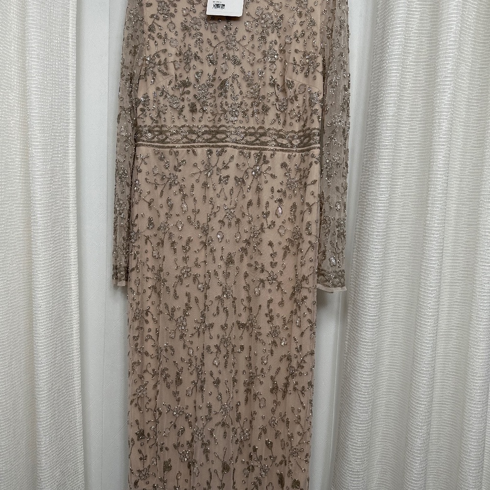Mac Duggal High Neck Long Sleeve Embellished Dress